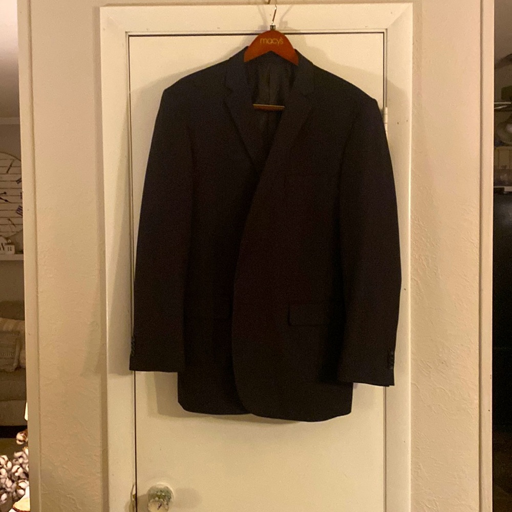 Black suit 2 piece, 46 regular side vent 2 button - flat front pants 40x32